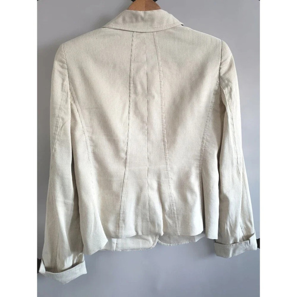 Armani Collezioni Blazer Women's 6 Tan Lined 3 Button Flax Blend Made In Italy - Picture 6 of 11